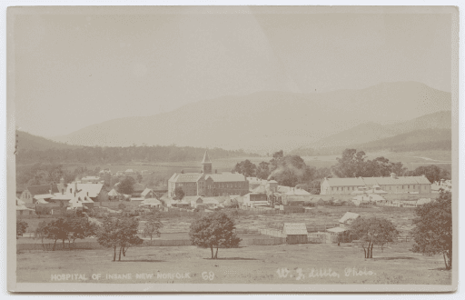 Chapel on the left of the large building in the middle, 1910, Tasmanian Archives