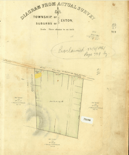 Map showing the location of the church/school. Tasmanian Archives
