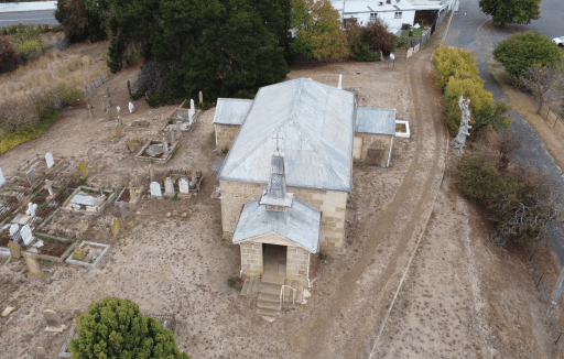 Tasmanian Pictorial Church Index drone image taken April 2022