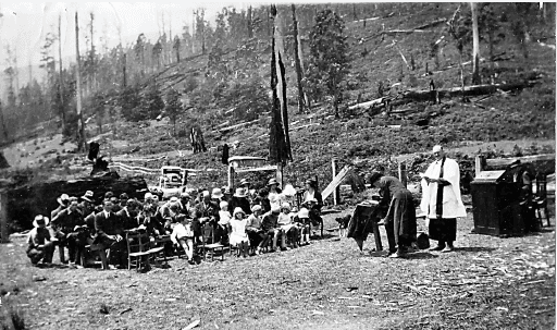 Service before church was built. Dennison Heritage Collection