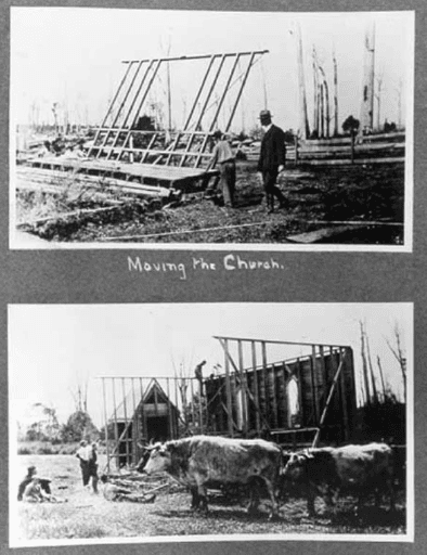 Moving the church c1920, Tasmanian Archives
