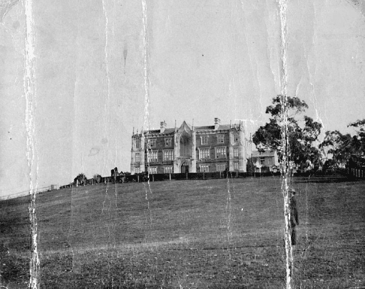Christ College building on the Domain, Hobart, later University of Tasmania, 1870s, Tasmanian Archives