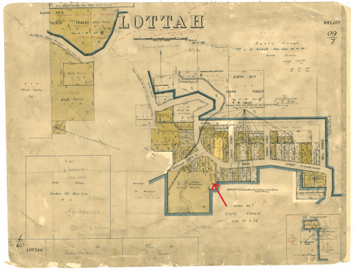 Location of land owned by Father Marital Mary. Tasmanian Archives