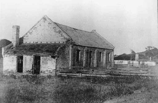 Exterior side view of Wybalena (sic) Chapel, Settlement Point, Flinders Island, PH30/1/1979, Tasmanian Archives