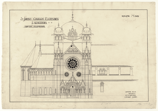 Plan of extension to St Johns Church, Launceston (Alexander North, Architect), Tasmanian Archives