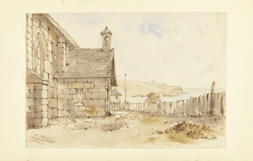 St. Paul's, Circular Head painted by Bishop Francis. R. Nixon, Allport Library and Museum of Fine Arts, Tasmanian Archive