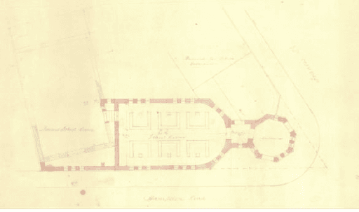 Elevation and site plans of additions to the Congregational Church School House, Tasmanian Archives