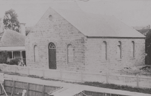 Hobart Baptist School Room built in 1883 behind the Tabernacle. Reproduced with the permission of Lawrence Rowston