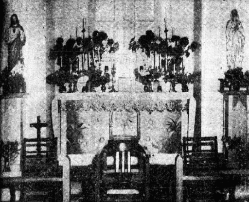 Altar made by members of the congregation. Examiner newspaper 1953