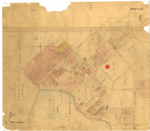 * land for church - Oatlands map by Surveyor Sharland, 1832. Tasmania Archives.