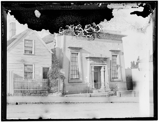 Hobart Synagogue with a long-demolished house next door, 1900, Tasmanian Archives