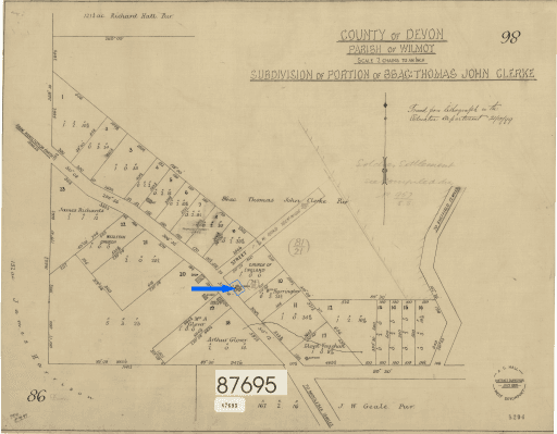 Location of the Anglican Church, 1899. Tasmanian Archives