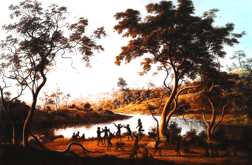 John Glover, Aborigines Dancing at Brighton, Tasmania, 1852; Mitchell Library, State Library of New South Wales (cat. No. 75)