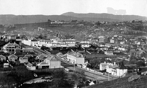 View of the Launceston Gaol from Cataract Hill, 1870, Tasmanian Archives