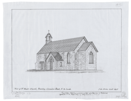 Perspective drawing by John Lee Archer, 1845, Tasmanian Archives