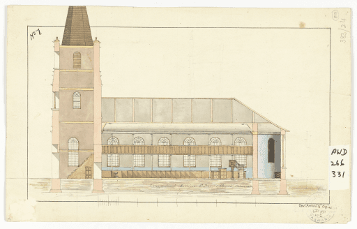 Plan, St David's Church, Hobart Town. Architect, J. Lee Archer, 1834. Tasmanian Archives Collection.