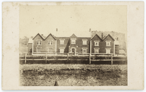 Ross-Horton College - View of the building before it was remodelled with a new facade and wing, 1863. Tasmanian Archives