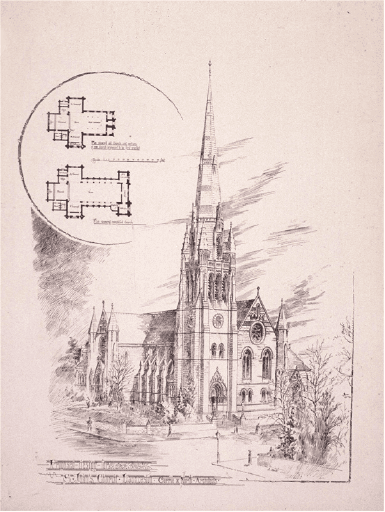 Proposed design for St. John's Church, Launceston A. North.