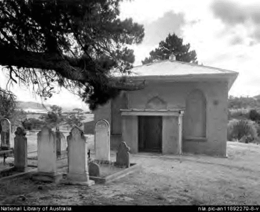 Key, Mike. 1995, Methodist Church and graveyard Lawitta Street in Magra, New Norfolk region, Tasmania, 1995