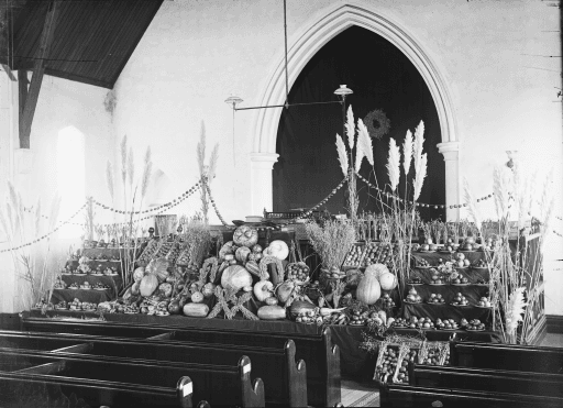 Harvest Festival at Sandy Bay Methodist now Uniting Church, Princes Street, 1930, Tasmanian Archives