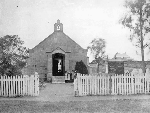 St Mark's, Bellerive - children in front yard of church