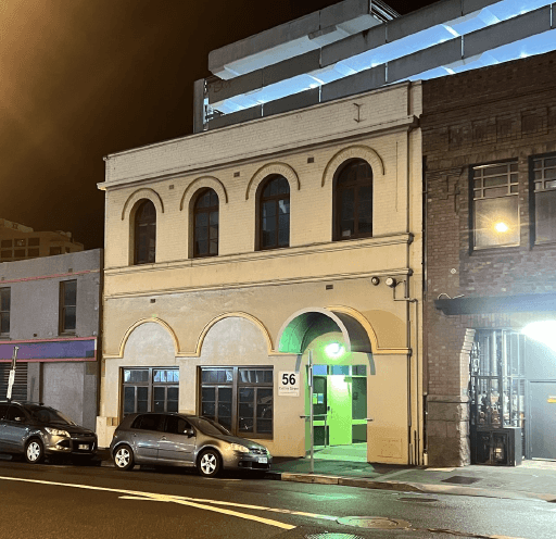 The front facade, photograph taken June 2023