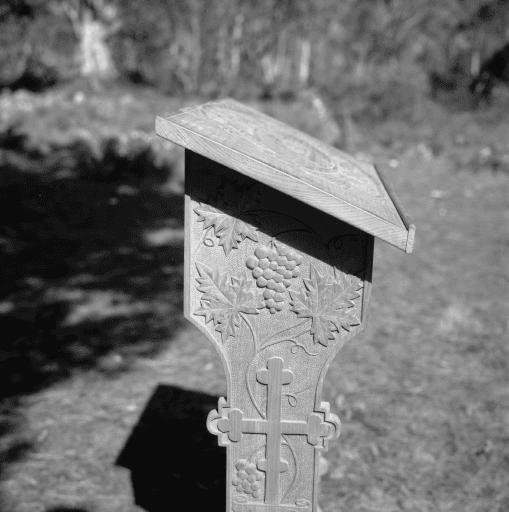 Altar furniture carved in New Zealand Kauri Pine by Miss Madge Wilson, 1967, Tasmanian Archives
