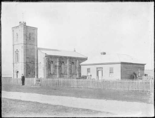 Sorell Presbyterian Church and Manse, Albert Archer Rollings photographer, Tasmanian Archives