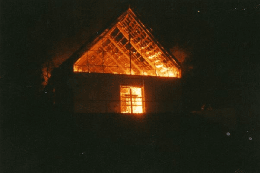 The Savio Chapel was set alight in May 2003