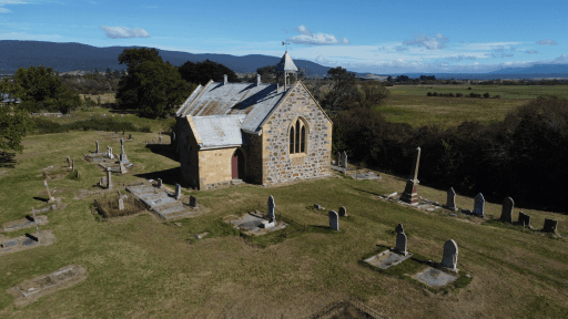 Tasmanian Pictorial Church Index drone image, April 2021.