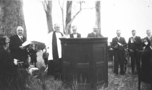 Memorial Service held on the site of the first church (Reference GSBHS 832H)