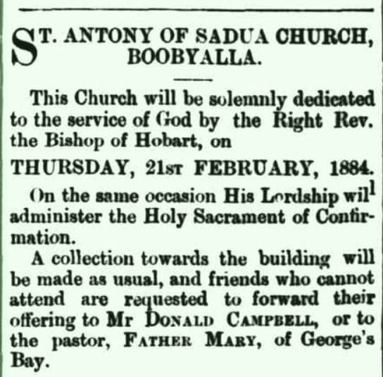 St Anthony of Padua (St Antony of Sadua), Boobyalla, Tasmania