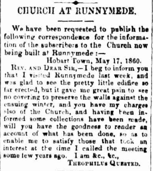 Runnymede Church, Runnymede, Tasmania