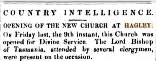 Hagley's first Church of England of St Mary's, Hagley, Tasmania