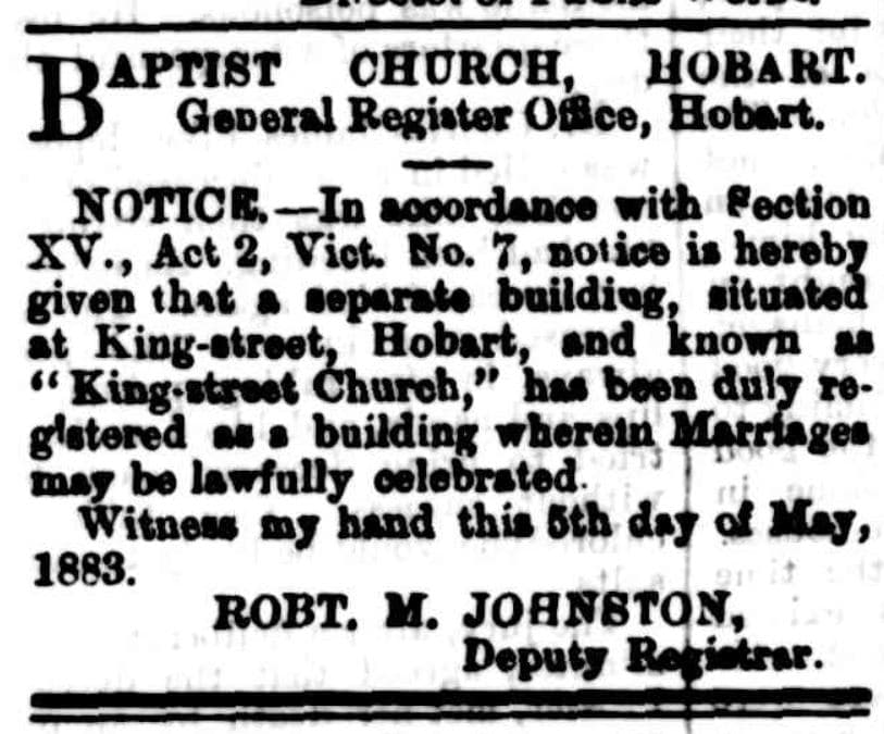 King Street Baptist Church, Hobart, Tasmania